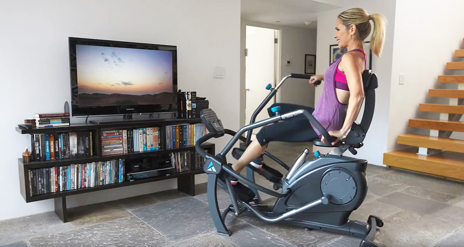 Watching TV while exercising on a Teeter FreeStep