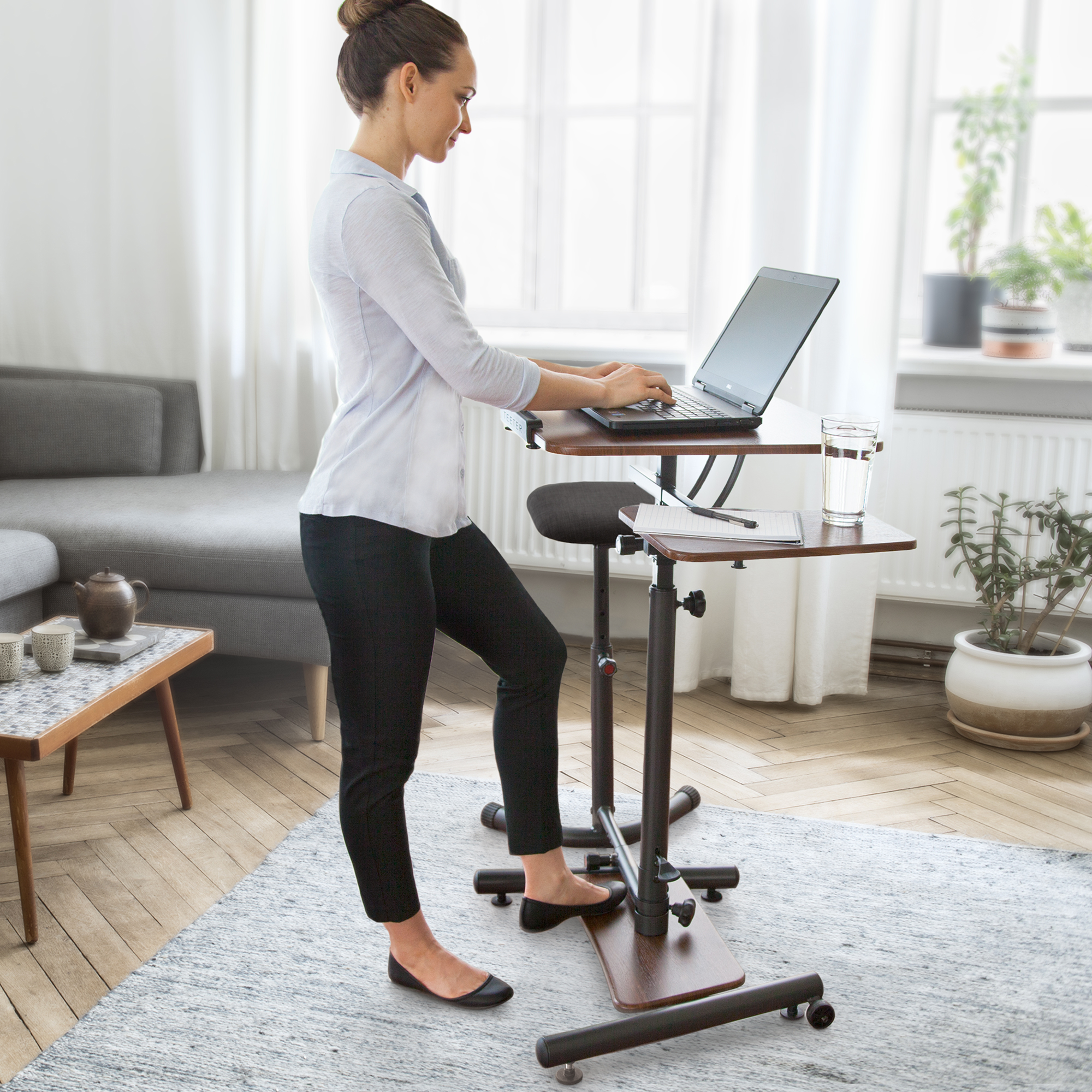 Black Ergonomic Height Adjustable Standing Foot Rest Relief Platform for  Standing Desks