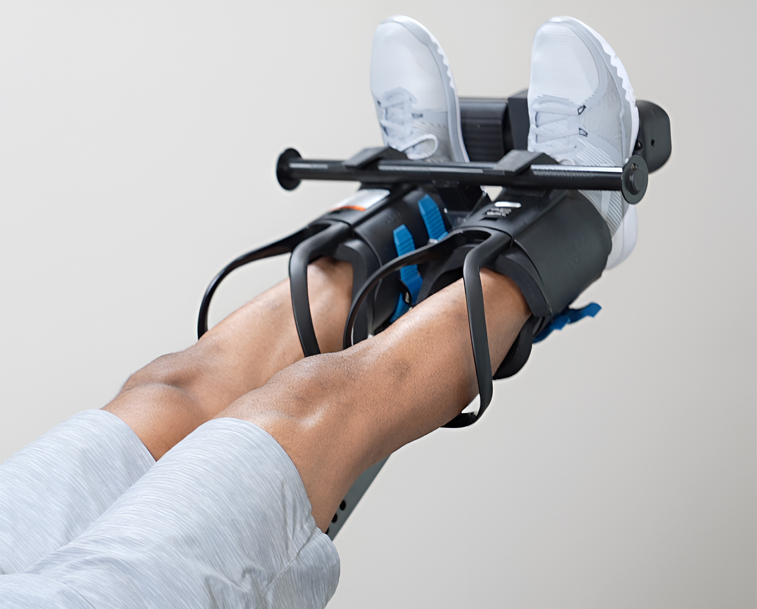 Close up of Teeter Gravity Boots and Adapter kit on Teeter Inversion Table