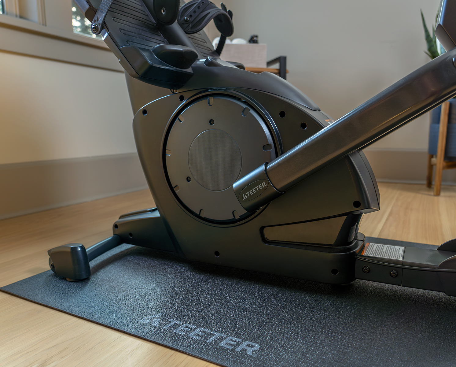 Close up of Heavy Duty Mat underneath Teeter fitness Equipment